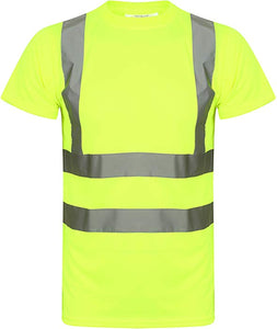 Mens Hi Viz Crew Neck T-Shirt In Yellow