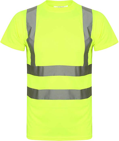 Mens Hi Viz Crew Neck T-Shirt In Yellow