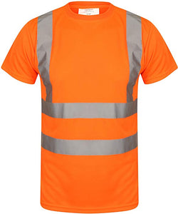 Mens Hi Viz Crew Neck T-Shirt In Orange