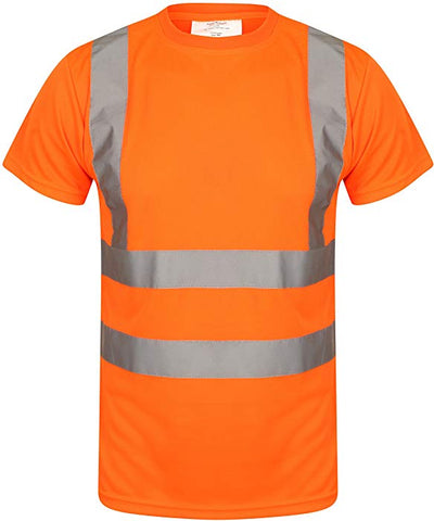 Mens Hi Viz Crew Neck T-Shirt In Orange