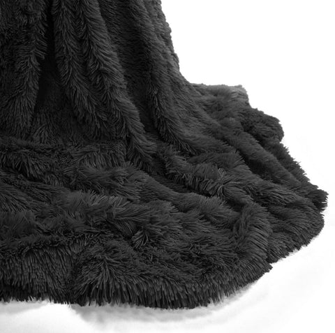 Fluffy Cuddle Sofa/Bed Blanket In Black