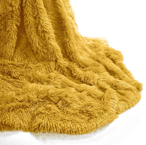 Fluffy Cuddle Sofa/Bed Blanket In Ochre