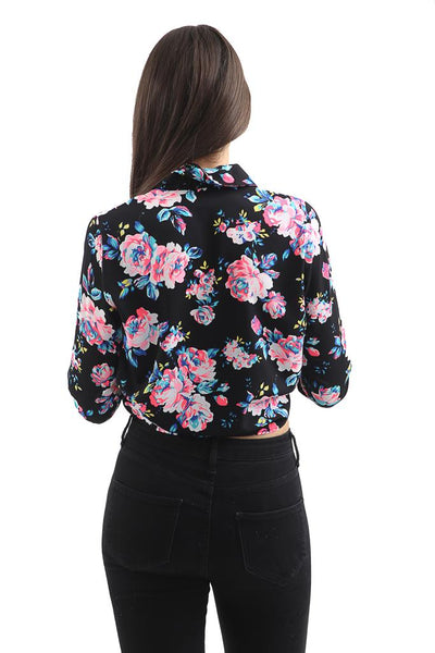 Womens Floral Blouse In Black