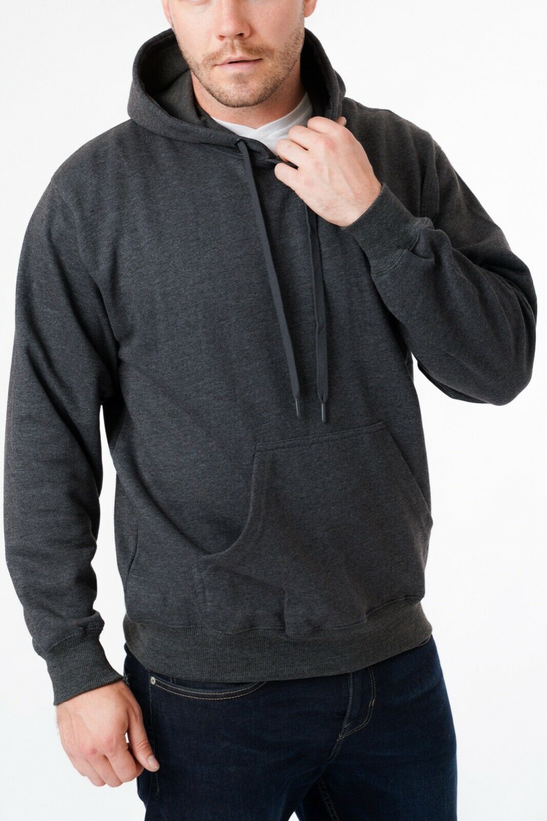 Mens Plain Hoodie In Dark Grey