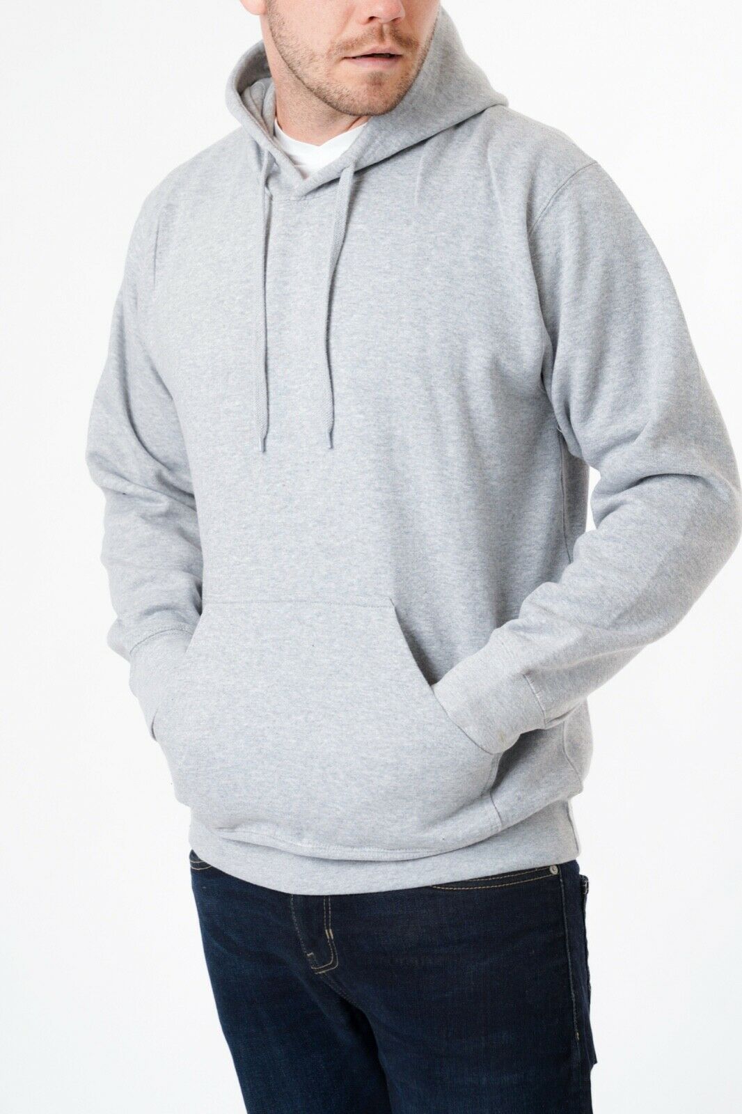 Mens Plain Hoodie In Light Grey