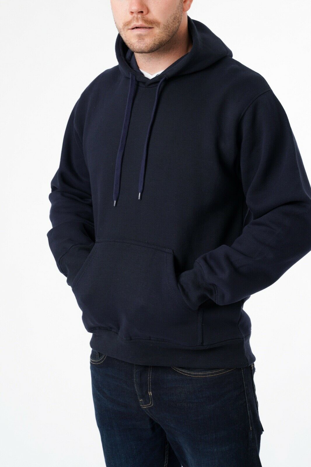 Mens Plain Hoodie In Navy