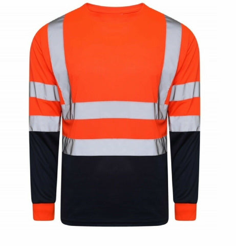 Mens Hi Viz Two Tone Top In Orange/Navy