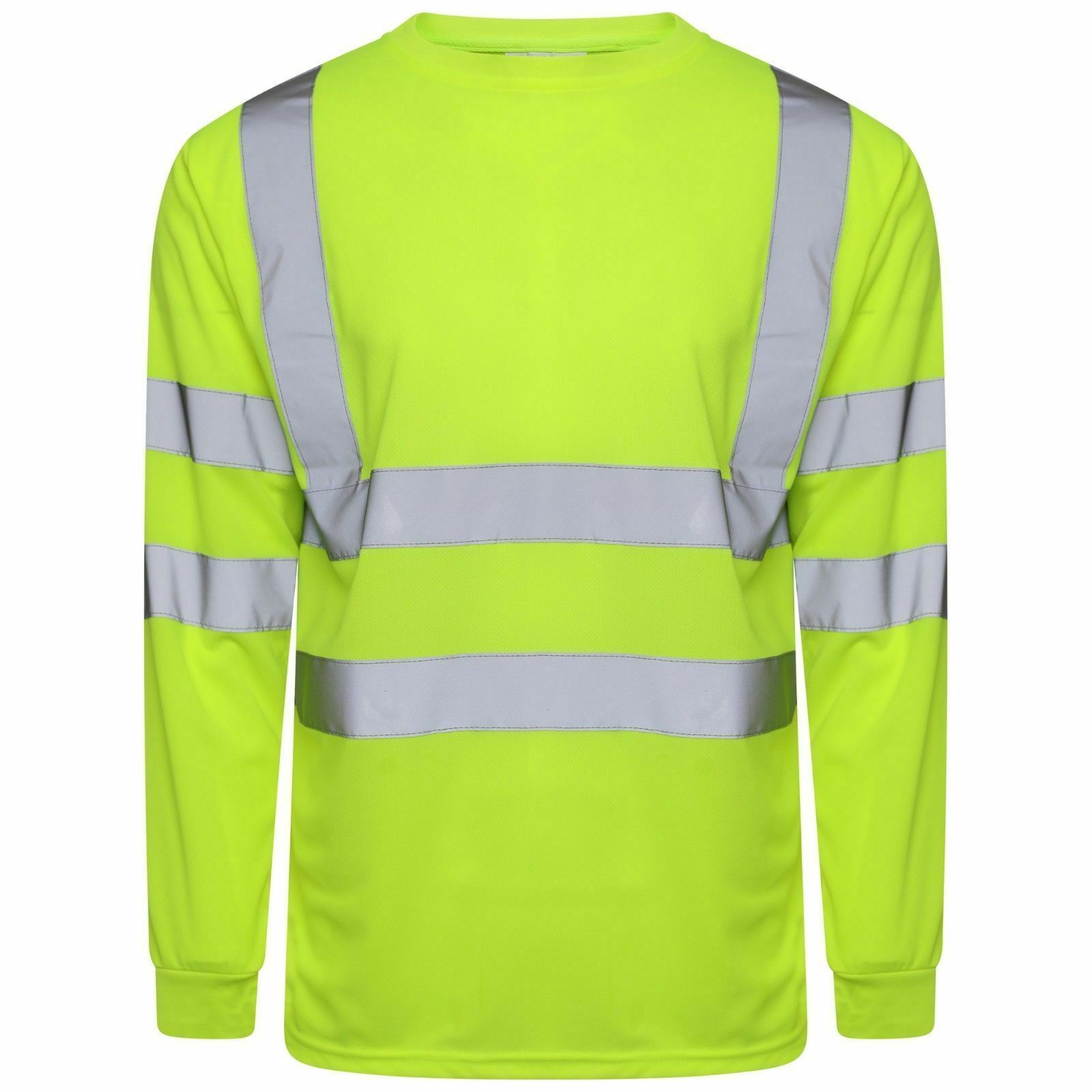 Mens Hi Viz Crew Neck Long Sleeve Top In Yellow