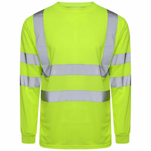 Mens Hi Viz Crew Neck Long Sleeve Top In Yellow