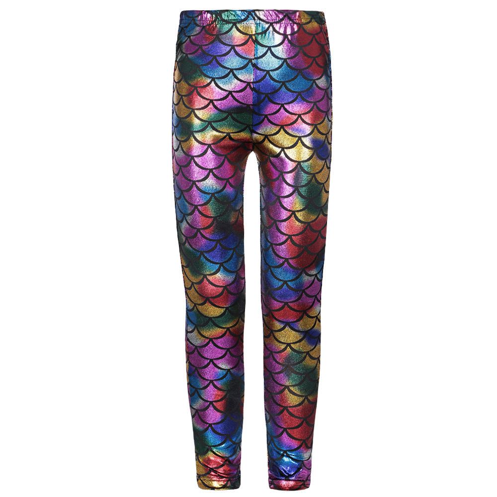 Girls Mermaid Metallic Leggings Multi Colour