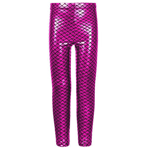 Girls Mermaid Metallic Leggings In Pink