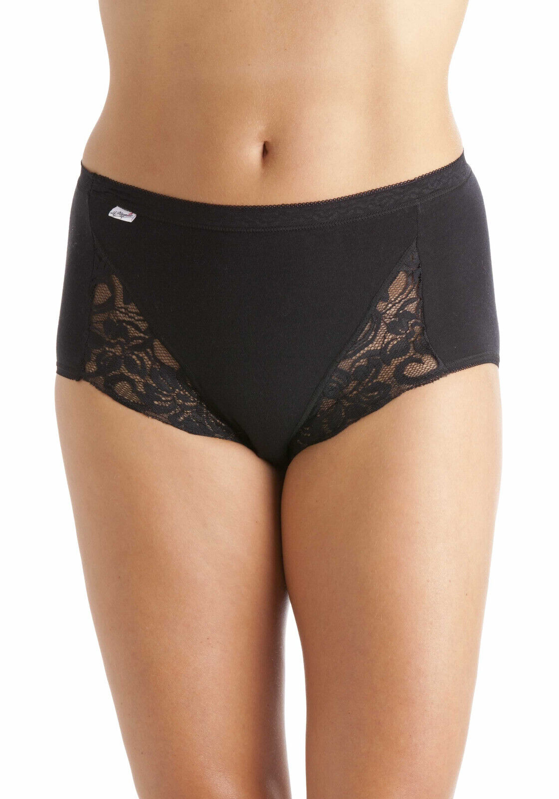 12 Pairs Womens Lace Maxi Briefs In Black