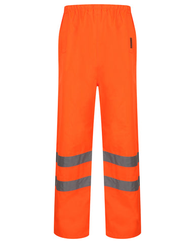 Mens Hi Viz Waterproof Over Trousers In Orange