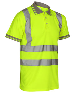 Mens Hi Viz Polo T-Shirt In Yellow/Grey