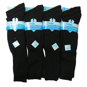 12 Pairs Mens 100% Cotton Knee High Socks In Black