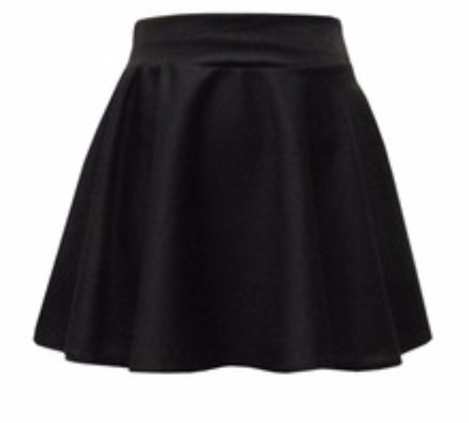 Girls High Waist Skater Skirt In Black