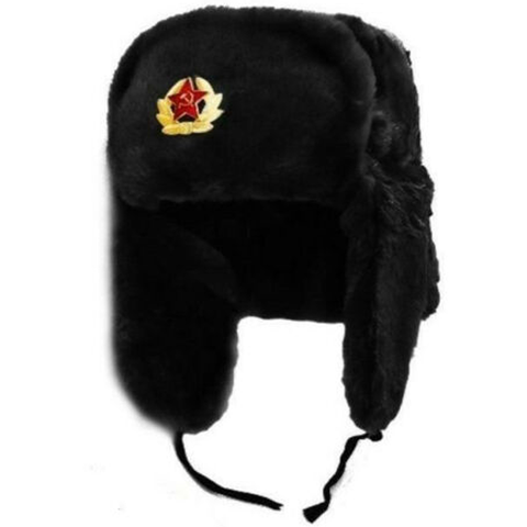 Russian Trapper Hat Faux Fur In Black