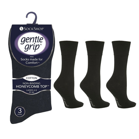 12 Pairs Womens Gentle Grip Honeycomb Top Socks