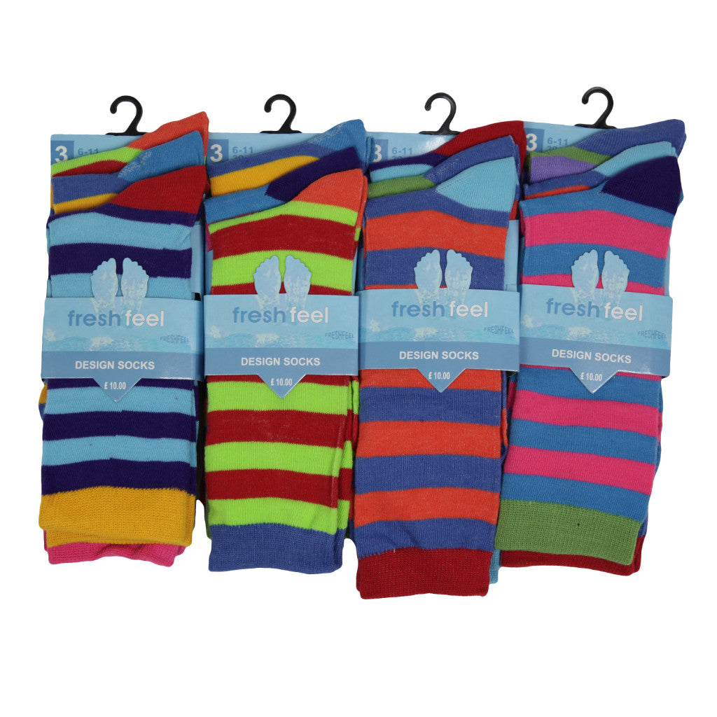 12 Pairs Mens Wide Stripe Design Socks