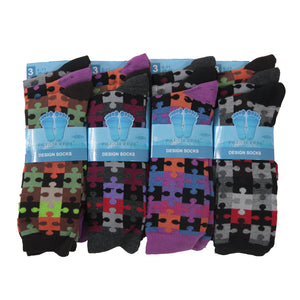 12 Pairs Mens Puzzle Design Socks