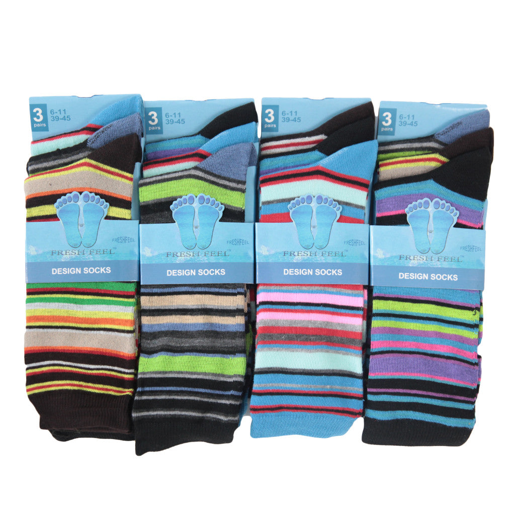 12 Pairs Mens Thin Stripe Design Socks