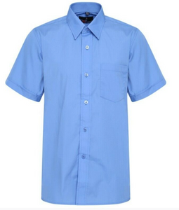 Boys Short Sleeve School Shirt In Sky Blue