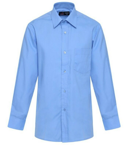 Boys Long Sleeve School Shirt In Sky Blue