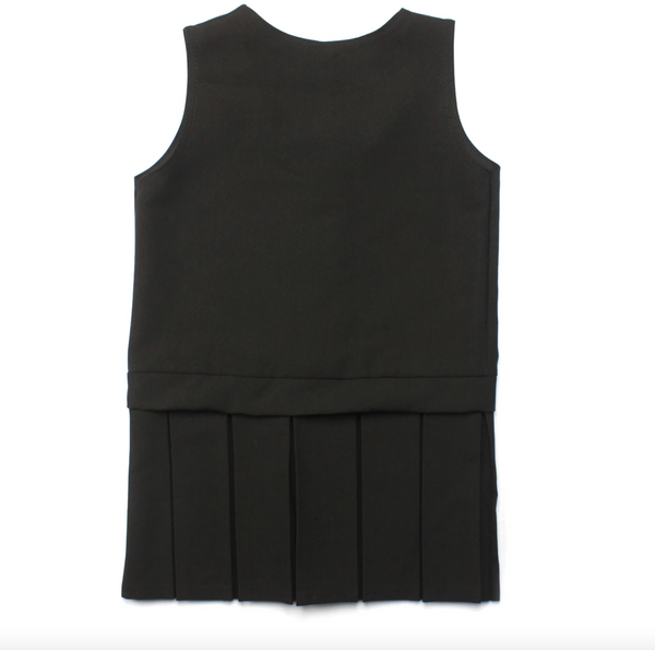 Girls Zip Front Pinafore Dress In Black