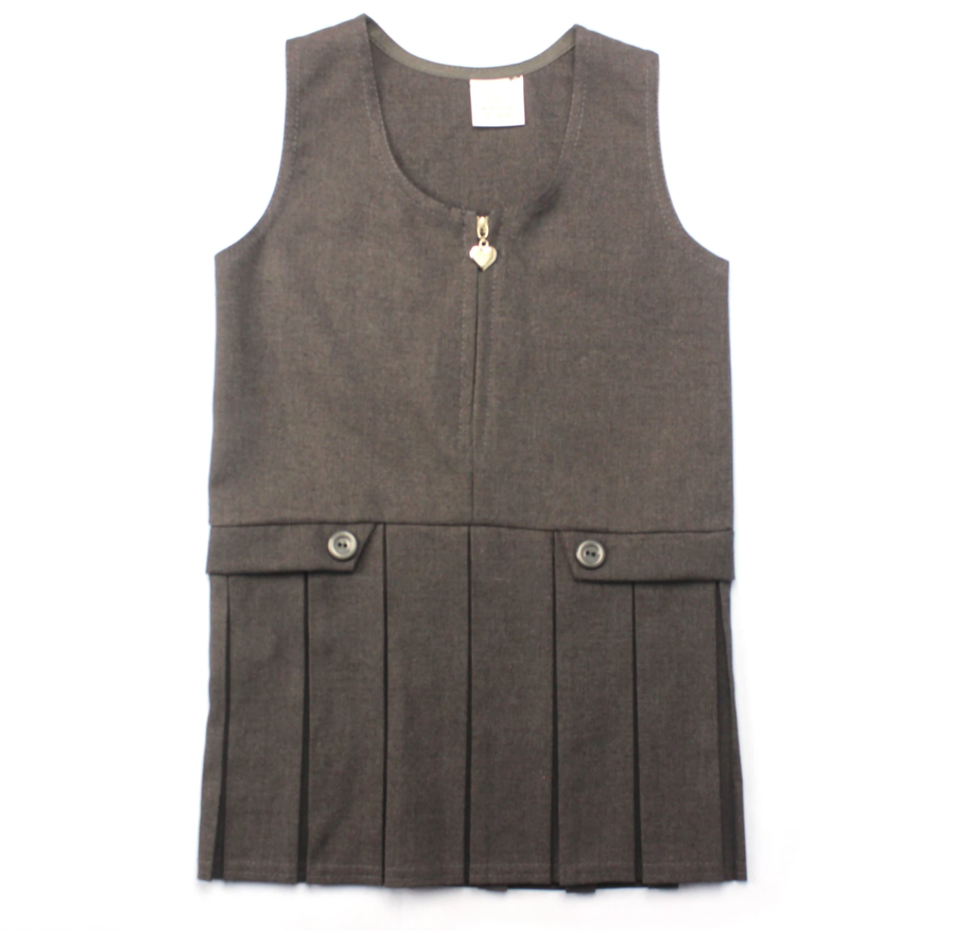 Girls Zip Front Pinafore Dress In Grey