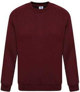 Mens Plain Fleece Lined Crew Neck Sweatshirt In Maroon