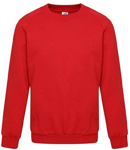 Mens Plain Fleece Lined Crew Neck Sweatshirt In Red