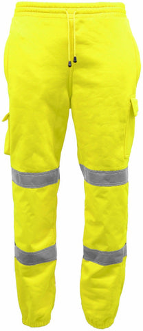 Mens Hi Viz Combat Fleece Sweatpants In Yellow