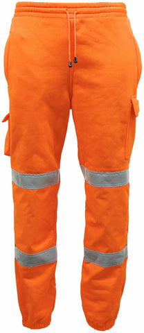 Mens Hi Viz Combat Fleece Sweatpants In Orange