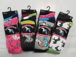 12 Pairs Womens Unicorn Design Socks