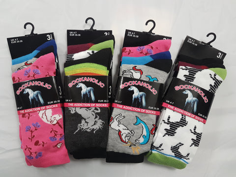 12 Pairs Womens Unicorn Design Socks