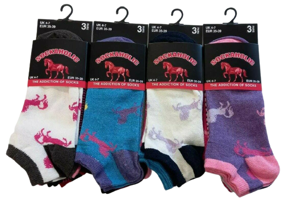 12 Pairs Womens Horse Design Ankle Socks