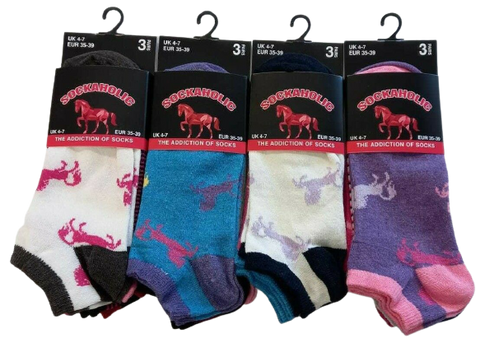 12 Pairs Womens Horse Design Ankle Socks