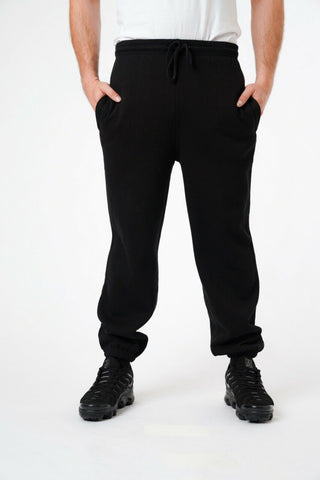 Mens Plain Fleece Joggers In Black