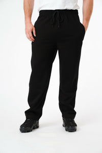 Mens Open Hem Fleece Joggers In Black