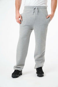 Mens Open Hem Fleece Joggers In Grey