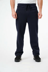 Mens Open Hem Fleece Joggers In Navy