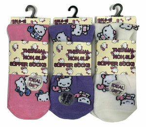 12 Pairs Girls Kitty Design Bed Slipper Socks