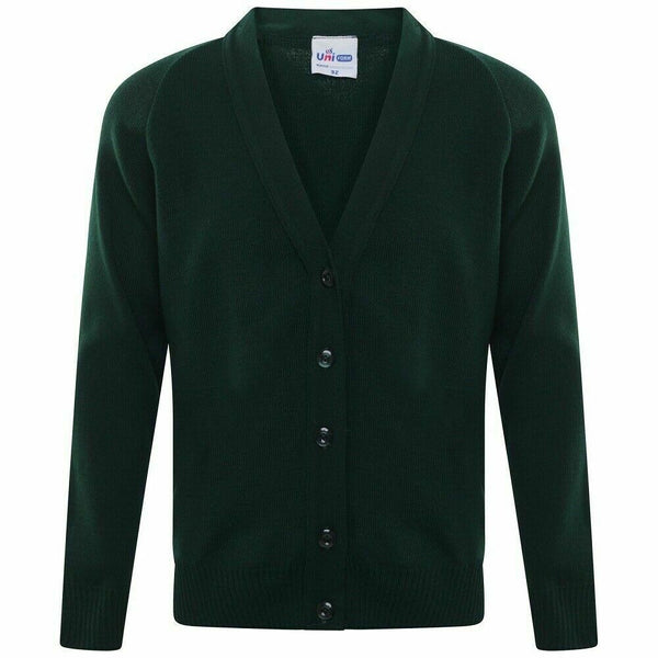 Kids Knitted Cardigan In Bottle Green