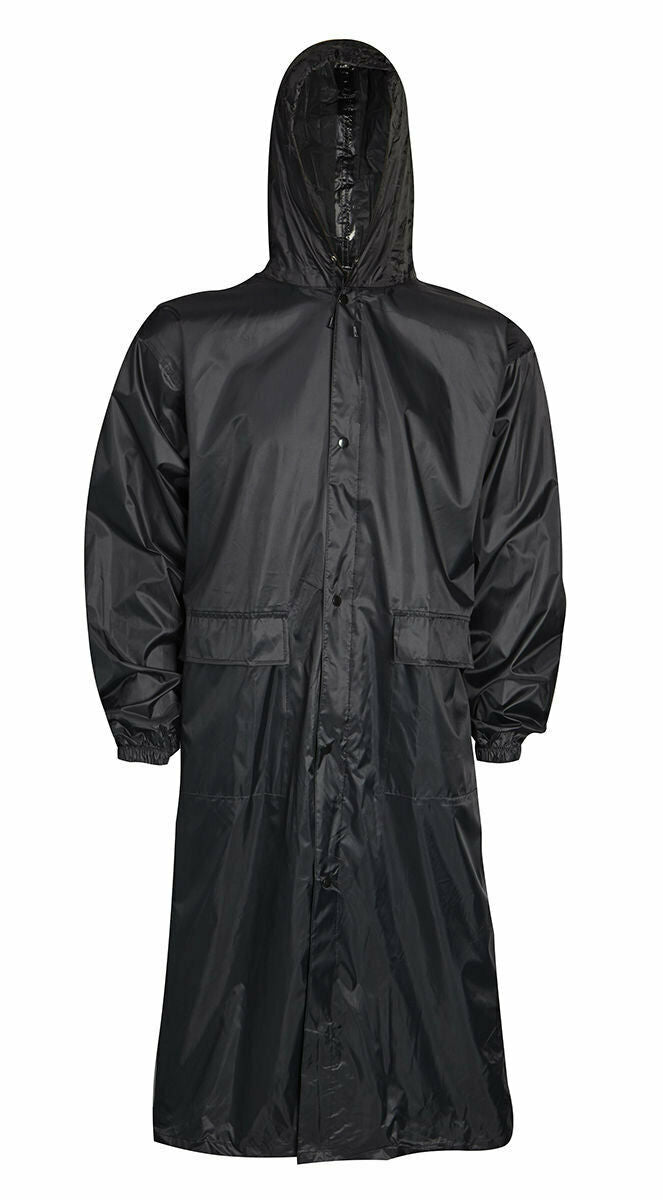 Mens Waterproof Long Coat In Black