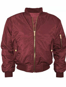 Mens MA1 Bomber Jacket In Maroon