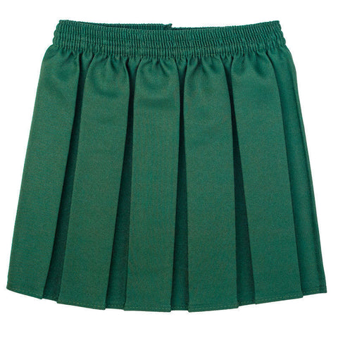 Girls All Round Pleated Box Skirt In Bottle Green