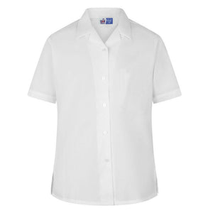 Girls Revere Open Collar Short Sleeve Shirt In White