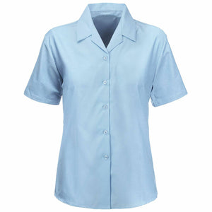 Girls Revere Open Collar Short Sleeve Shirt In Sky Blue