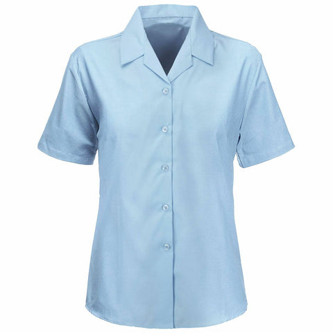 Girls Revere Open Collar Short Sleeve Shirt In Sky Blue