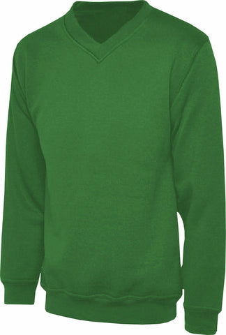 Mens V-Neck Sweatshirt In Bottle Green